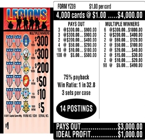 $300 TOP ($5 Bottom) - Form # YZ09 Legions (3-Window)