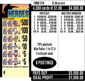 $500 TOP ($5 Bottom) - Form # YZ19 Heroes (3-Window)