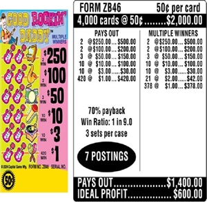 $250 TOP - Form # ZB46 Good Rockin' Daddy $0.50 Ticket (3-Window)