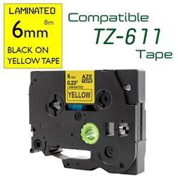 TZe-611 Black on Yellow