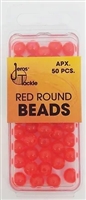 Jeros Tackle Size 8 Red Round Beads (apx. 50pcs)