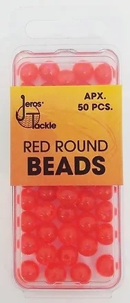 Jeros Tackle Size 8 Red Round Beads (apx. 50pcs)