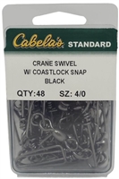 Cabela's Crane Swivel w/ Coastlock Snap - 4/0 Black 48pcs