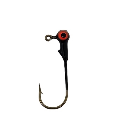 Round Head Jig Head with Eyes 1/32oz Size 2 Bronze Hook - Black