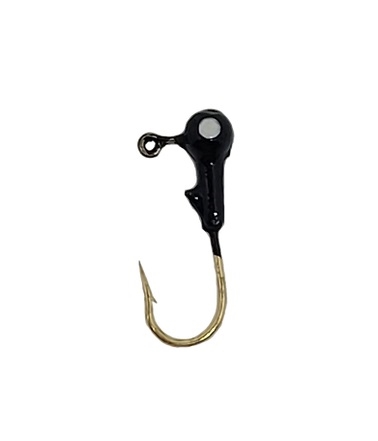 Round Head Jig Head with Eyes 1/32oz Size 6 Gold Hook - Black