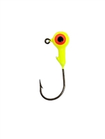 Round Head Jig Head with Eyes 1/8oz Size 2 Bronze Hook - Chartreuse