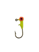 Round Head Jig Head with Eyes 1/32oz Size 6 Bronze Hook - Chartreuse/Orange