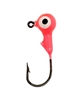 Round Head Jig Head with Eyes 1/16oz Size 6 Bronze Hook - Hot Pink