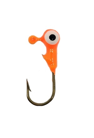 Round Head Jig Head with Eyes 1/32oz Size 6 Bronze Hook - Orange