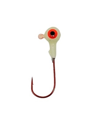 Round Head Jig Head with Eyes 1/8oz Size 2 Red Hook - Glow