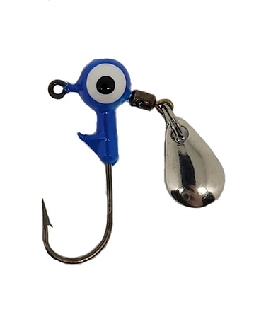 Minnow Head Jig Heads with Eyes 1/32oz Size 4 Gold Hook - Blue 25pk