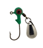 Round Head Spinner Jig Head with Eyes 1/16oz Size 4 Bronze Hook - Green 5pk