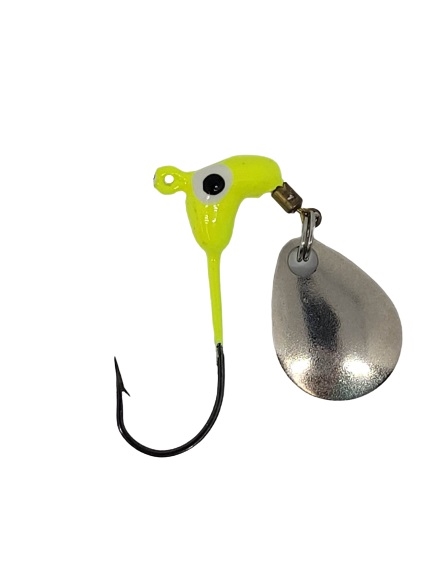 Round Head Spinner Head Jig Head with Eyes 1/16oz Size 4 Bronze Hook - Hot  Pink