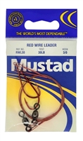 Mustad Red Wire Leader - 30lb Test 3/0 Hook 2pk