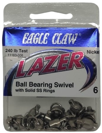 Eagle Claw Lazer Ball Bearing Swivel w/ Solid SS Rings - 240lb Test