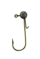 Unpainted Round Head Jig Head with Wire Barb 1/32oz Size 2 Gold Hook