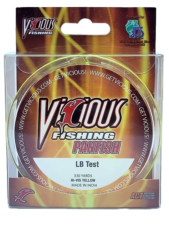 Vicious Fishing 2# Panfish Hi Line, 1/4 lb, Hi-Vis Yellow 