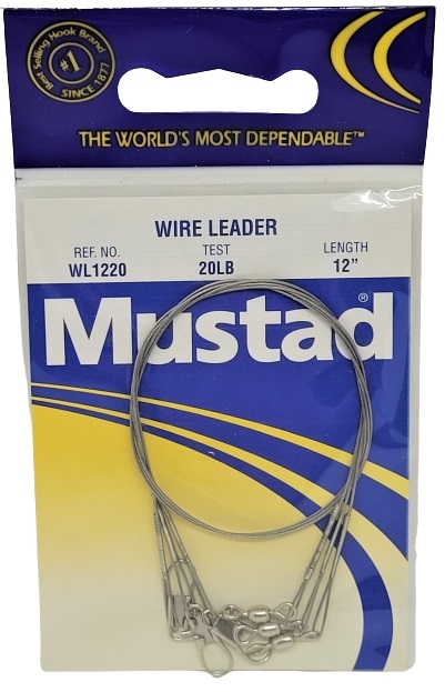 Mustad Wire Leader - 20lb Test 12in Length 3pk