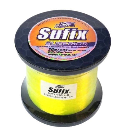 Sufix Superior Monofilament Fishing Line - Hi-Vis Yellow 1lb Spool