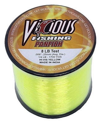 Vicious Panfish Hi-Vis Yellow Fishing Line - 1/4lb spool