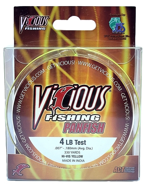 Vicious Panfish Fishing Line, 330 Yards, Hi-Vis Yellow