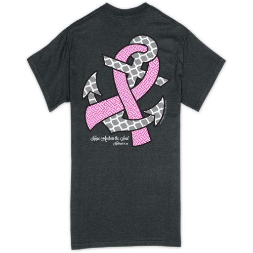 Hope Anchors BC Ribbon w/ Glitter Ink - Dark Heather