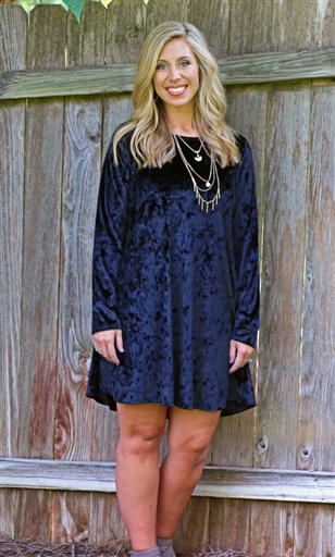 LH Long Sleeve Velvet Dress-Black