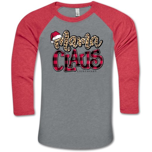 LH Mama Clause BB Tee-Prem. Heather/Vint. Red