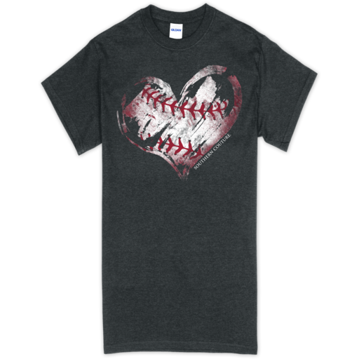 SC Soft Baseball Heart front print-Dark Heather