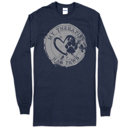 SC Soft Therapist Has Paws front print on LS-Navy