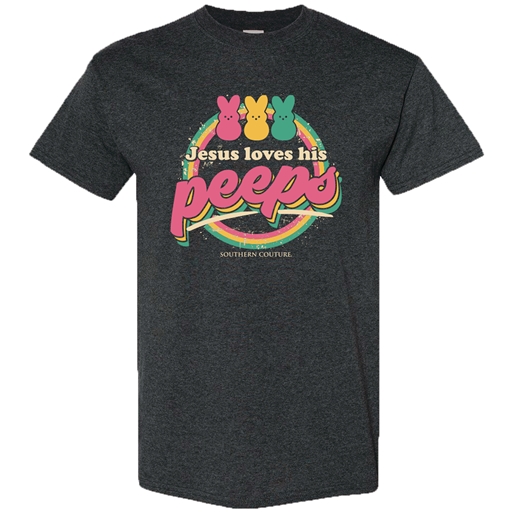 SC Soft Loves His Peeps front print-Dark Heather