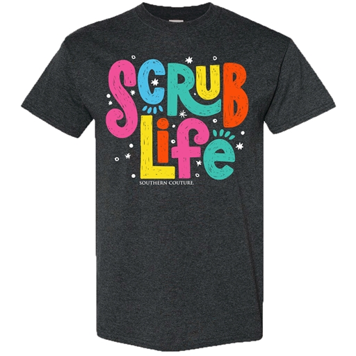 SC Soft Retro Scrub Life front print-Dark Heather