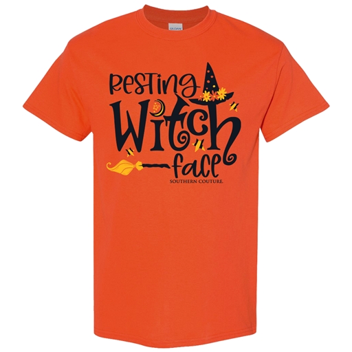 SC Soft Resting Witch Face front print-Orange