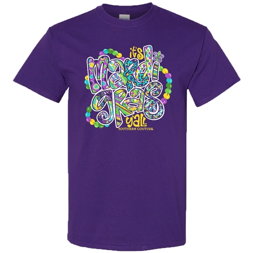 SC Soft It's Mardi Gras Y'All front print-Purple