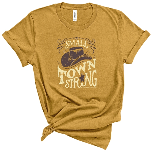 SC Premium Small Town Strong front print-Htr. Mustard