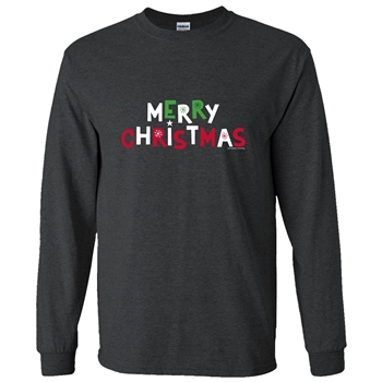 SC Soft Matching Merry Christmas front print on LS-Dk Htr