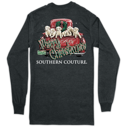 SC Classic Merry Christmas Pups on LS-Dark Heather