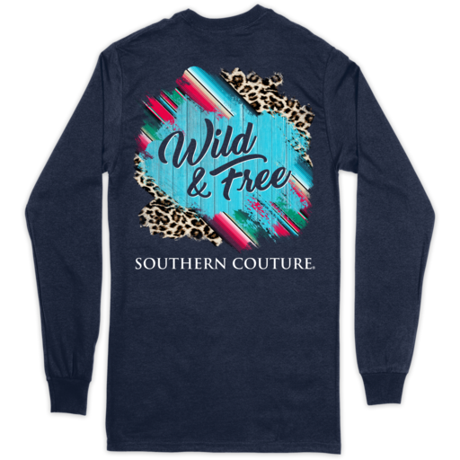 SC Classic Wild and Free on Long Sleeve-Navy