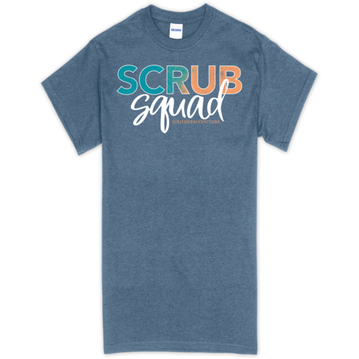 SC Soft Scrub Squad front print-Heather Indigo