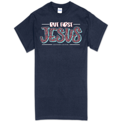 SC Soft But First Jesus front print-Navy