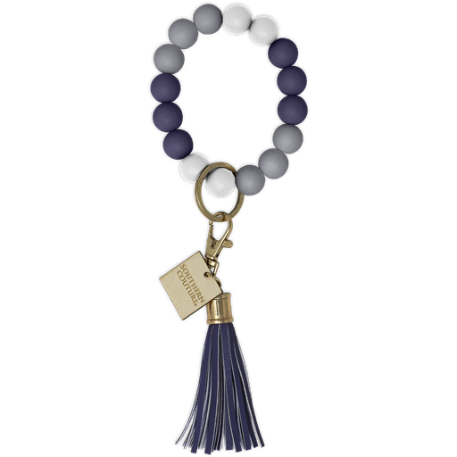 SC Silicone Beaded Bracelet Key Chain-Navy