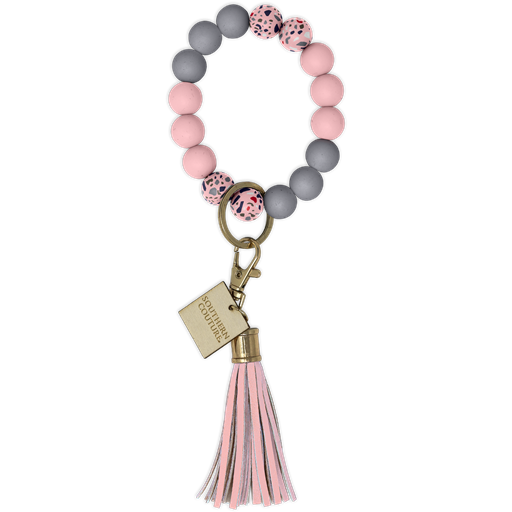 SC Silicone Beaded Bracelet Key Chain-Pink Vibes Only