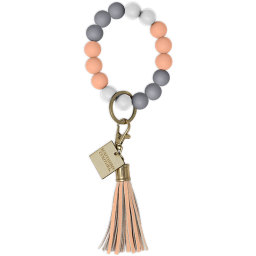 SC Silicone Beaded Bracelet Key Chain-Peach