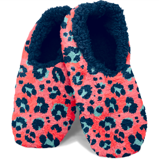 SC Coral Leopard Fuzzy Slippers with Grips