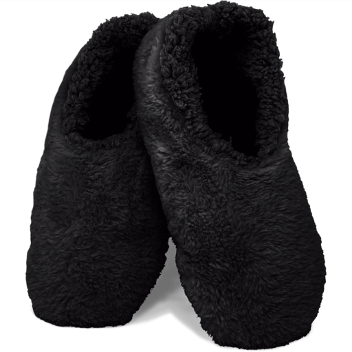 SC Black Fuzzy Slippers with Grips