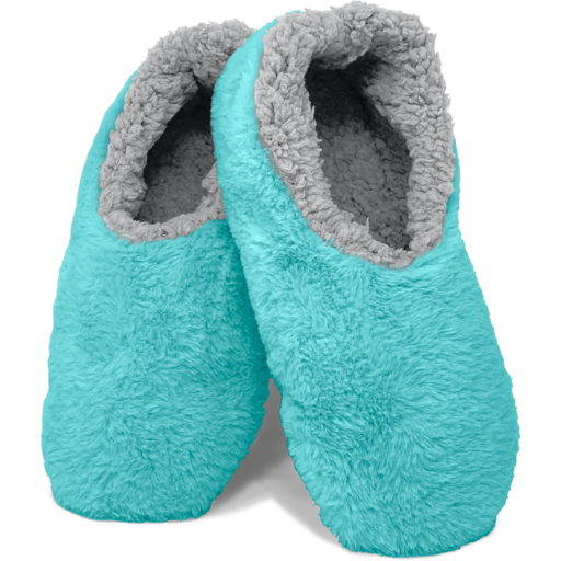SC Turquoise Fuzzy Slippers with Grips