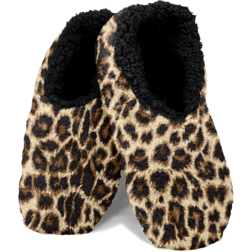 SC Solid Leopard Fuzzy Slippers with Grips