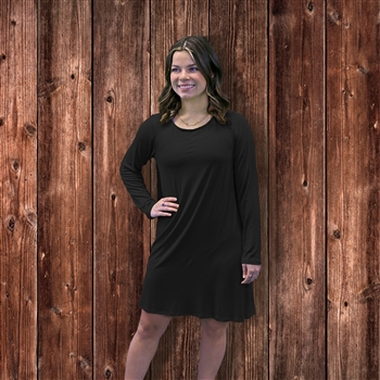 SC Knit Blend T-Shirt Dress in Long Sleeve - Black