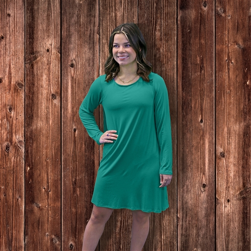 SC Knit Blend T-Shirt Dress in Long Sleeve-Fanfare