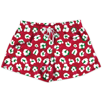 SC Lounge Shorts-Christmas Red Leopard